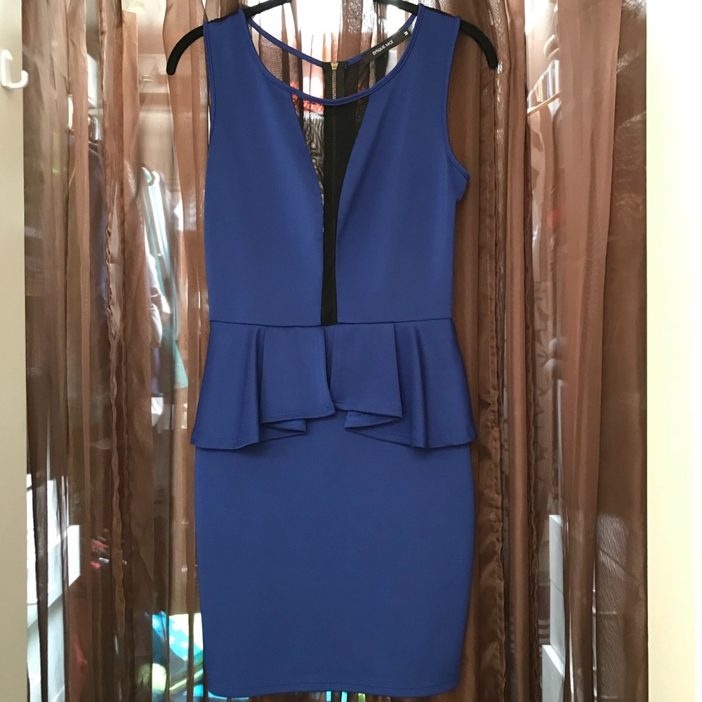 Flattering Blue Peplum Dress